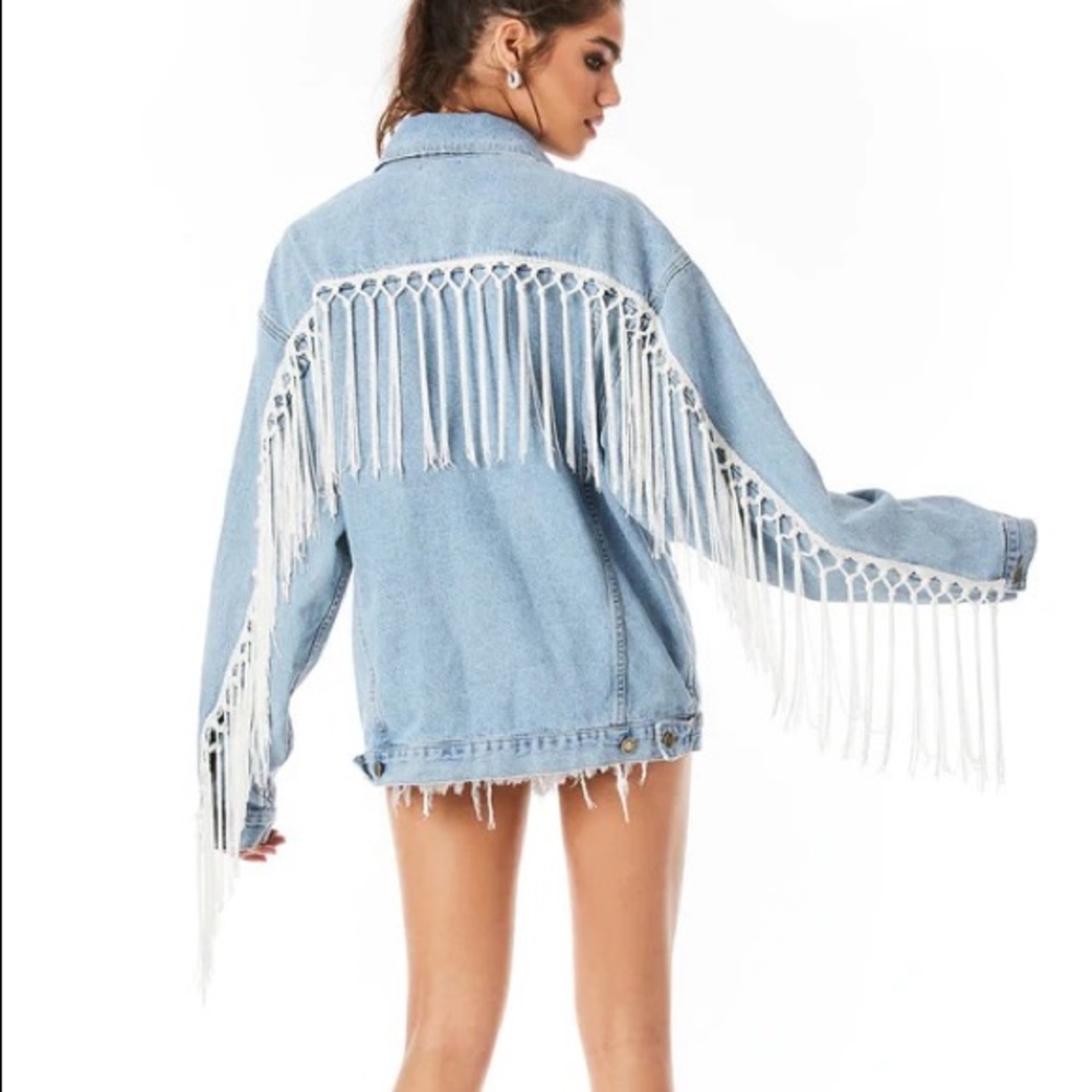 LF AUDREY TASSLE FRINGE DENIM JACKET